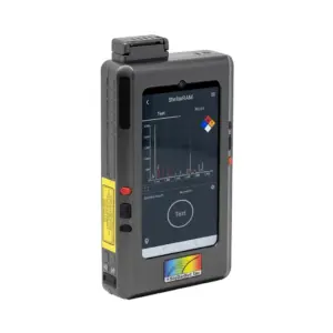 Frente de StellaRam analizador Raman portátil desarrollado para la identificación y caracterización rápida de materiales mediante espectroscopía Raman.